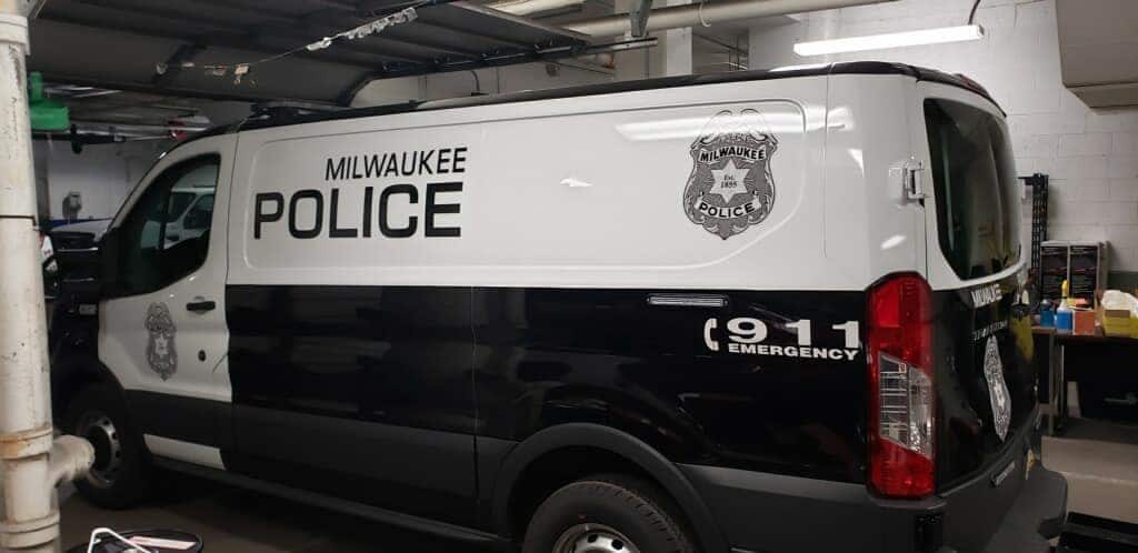 Milwaukee Police transport van graphics by Custom Finishes